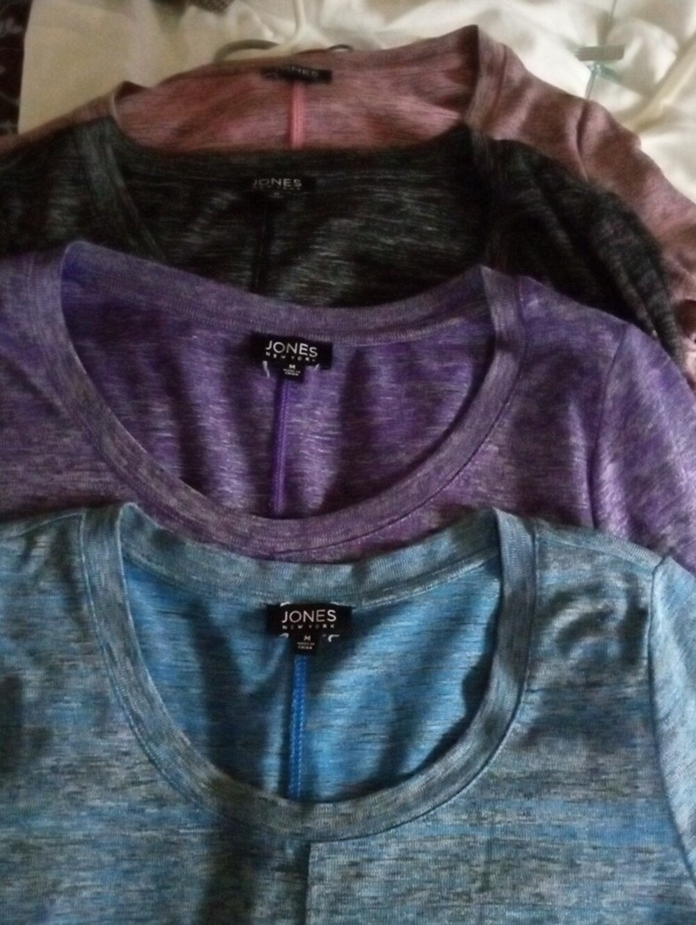 Jones New York Bundle of Four Heathered Scoop Neck Long Sleeve Tops Medium